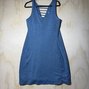 Toad&Co Women’s Blue Sleeveless Dress Size Large Ladder Back Stretch Casual
